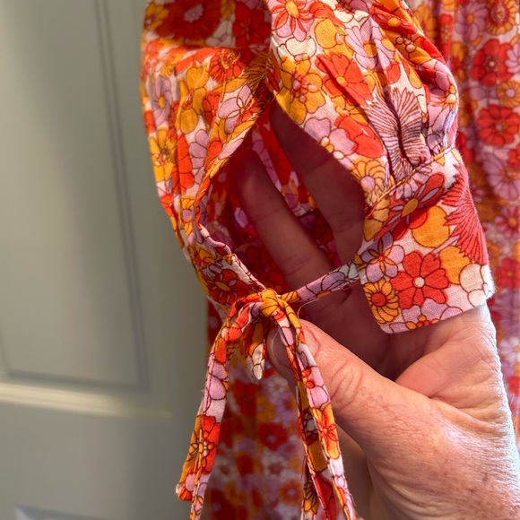 Antik Batik - red and orange floral dress. - Picture 4 of 7